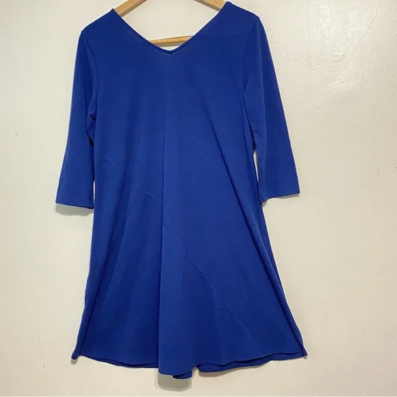 Soft Surroundings Blue 3/4 Sleeve V-neck Tunic Top size Petite Small - Picture 5 of 11